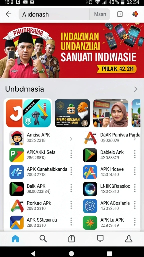 Tampilan utama permainan yang menarik dan intuitif.