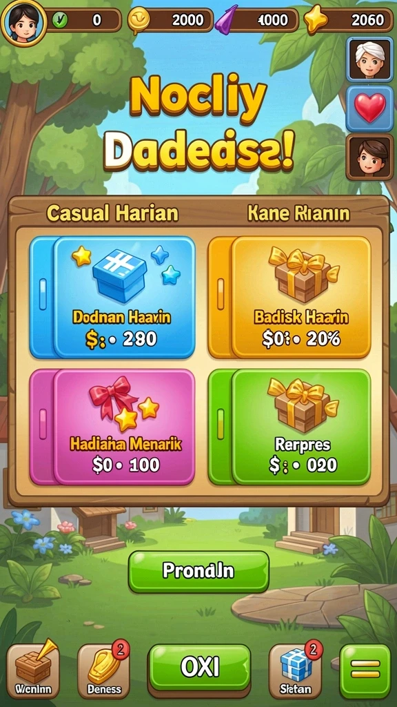 Tampilan karakter yang menarik dan berwarna.